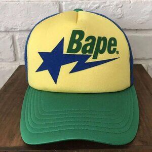 BAPE BAPESTA logo Brazil color trucker hat cap